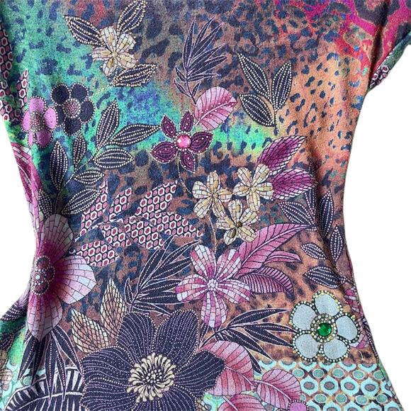 B.L.U.E Fairy Bohochic multicolored short sleeve top with puffed sleeves - Picture 6 of 8